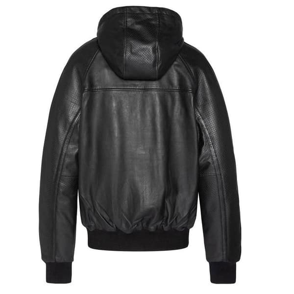 Blouson Svart Herr Schott Läder Huva Svart S