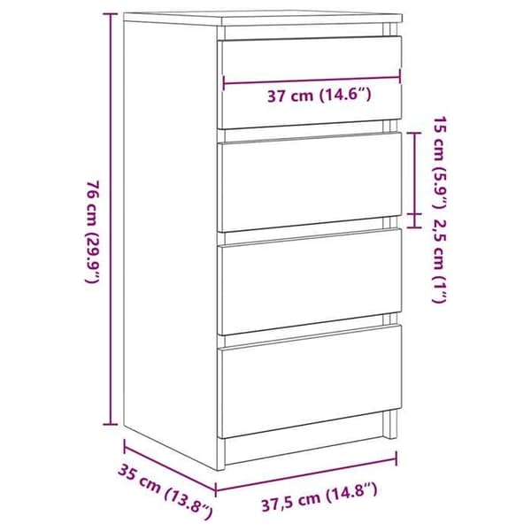vidaXL Buffé sonoma grå 37,5x35x76 cm ingenjörsträ, förvaringsmöbel, köksförvaringsmöbel, möbel 861756
