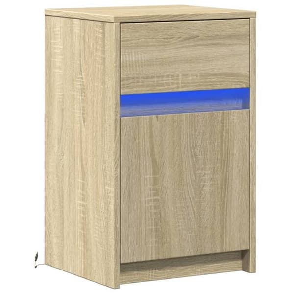vidaXL Sängbord med LED-lampor eksonoma, sidobord, sängskåp, sidobord för sovrum, 852002