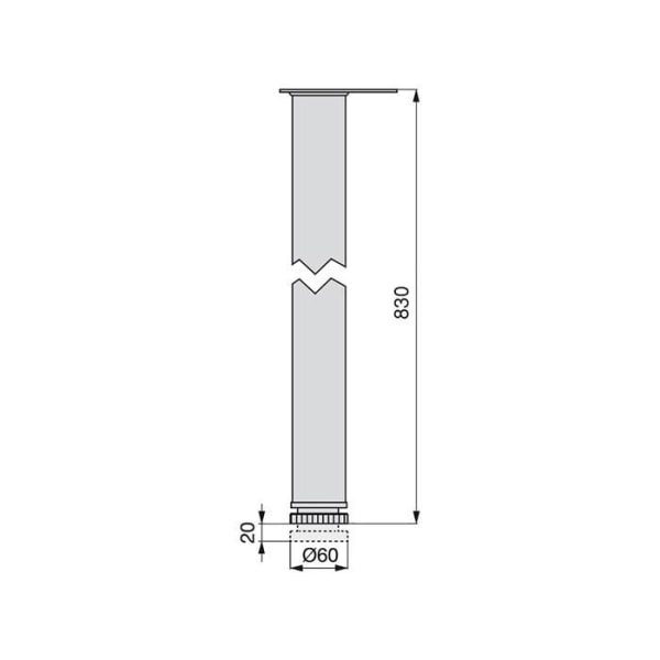 Emuca Set med 4 bordsben, diameter 60mm, H 830mm, Stål, Målad aluminium