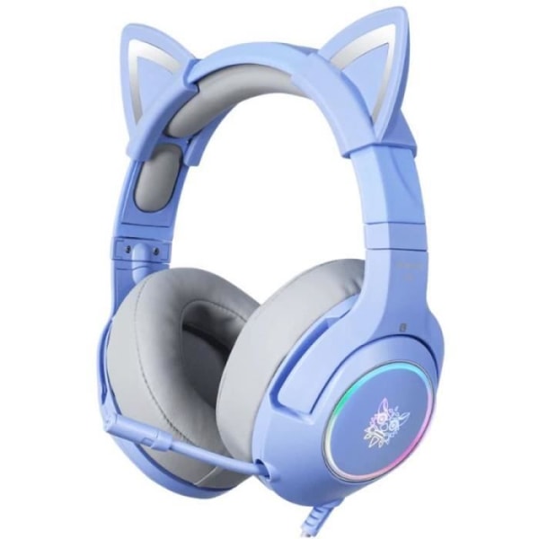 Onikuma Gaming headset K9 RGB cat-ear USB blå - 6972470561227