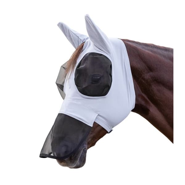 Flugmask för häst med nässkydd Waldhausen Puck - grå/silver - Grå - Cob grå/silver