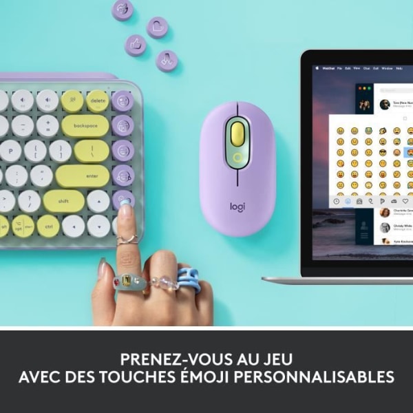 Logitech POP Keys Mekaniskt trådlöst tangentbord med anpassningsbara emojinycklar, Bluetooth eller USB, hållbar kompakt design - Mint