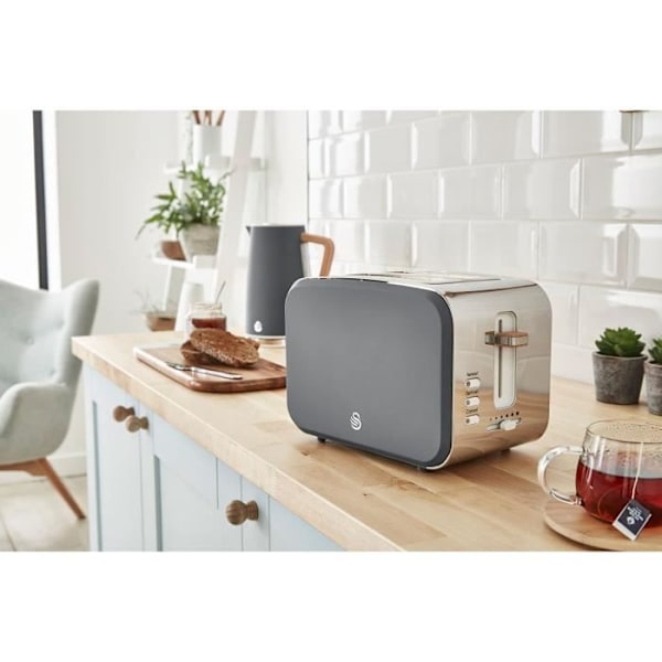 Frukostset Sladdlös vattenkokare 1,7 L brödrost 2 Nordic Grey SWAN STP2090GRYNEU Grå 44362 Grå