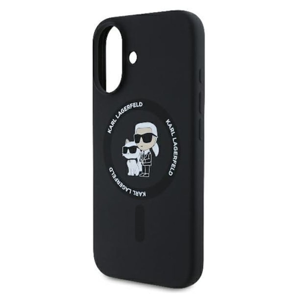 Coque MagSafe i silikon Karl Lagerfeld Karl & Choupette för iPhone 16 Plus (svart)