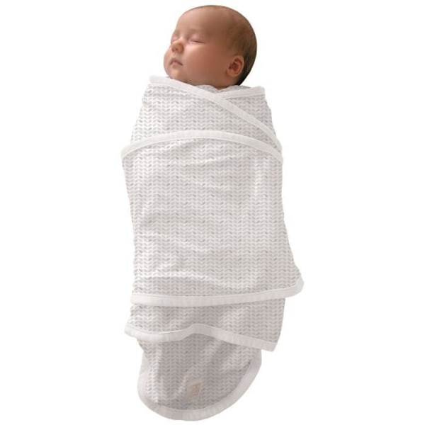 BÉABA - Miracle Blanket™ - Svaddningsfilt - 100% Bomull - 0-3 Månader - Leaf Vit med gråa mönster