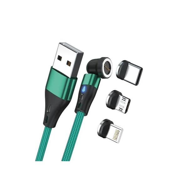 Magnetkabel - Realpower - 2 m - USB A - Grön - Adaptrar ingår