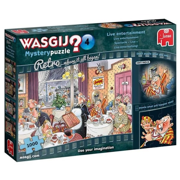 1000 pusselbitar: Wasgij Retro Mystery 4: Live underhållning! Unik färg Enfärgad