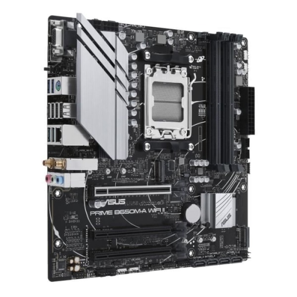 ASUS PRIME B650M-A WIFI II - Micro ATX Socket AM5 AMD B650 moderkort - 4x DDR5 - M.2 PCIe 5.0 - USB 3.1 - PCI-Express 4.0 16x - LAN