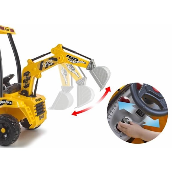 Super Digger 12V barngrävmaskin - FEBER - Kraftfull grävmaskin - Gul