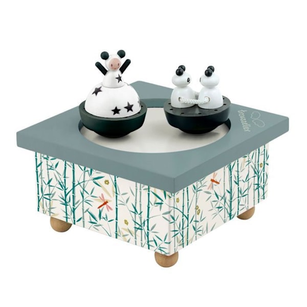 Panda TROUSSELIER speldosa i trä - Principen för magneter - 11,5x11,5 cm
