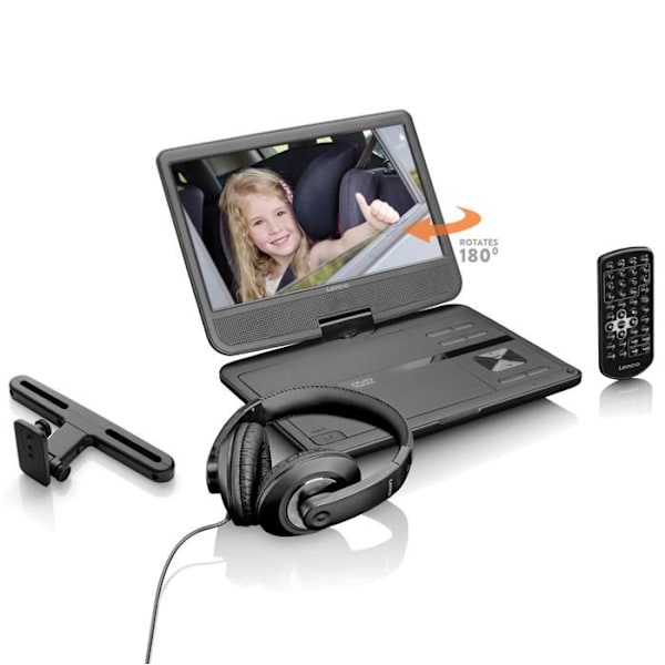 LENCO DVP-1010 bärbar DVD-spelare - 10" skärm - DVD-R/RW, DVD+R, CD - Hörlurar - Fjärrkontroll