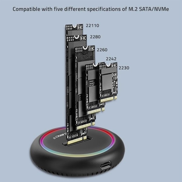 Qoltec SSD-hårddisk - 52275 - Dockningsstation för M.2 SATA NVMe USB-C SSD-enhet 2 TB