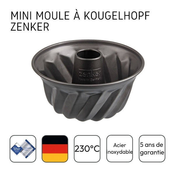 Moule à kouglof - ZENKER - Mini 18 cm - Rostfritt stål - Non-stick - För 4 personer Rostfritt stål