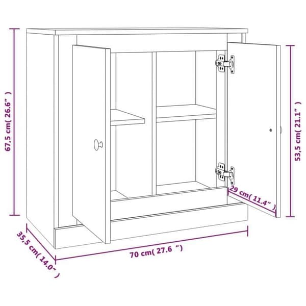 vidaXL Buffé eksonoma 70x35,5x67,5 cm ingenjörsträ 816187