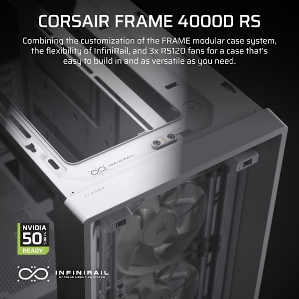 PC-chassi - CORSAIR - FRAME 4000D RS - Mid-tower - Vit - CC-9011313-WW