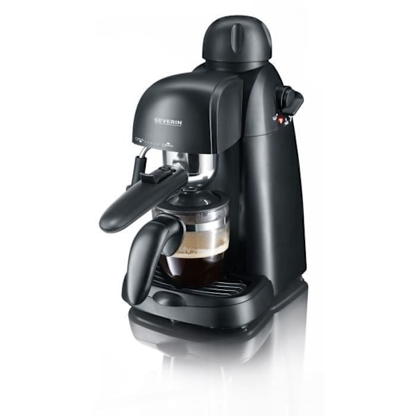 SEVERIN KA5978 Espressobryggare, Ånga för mjölkskum, liten espressomaskin, 4 koppar kaffemaskin, 3,5 bars pump, svart Svart