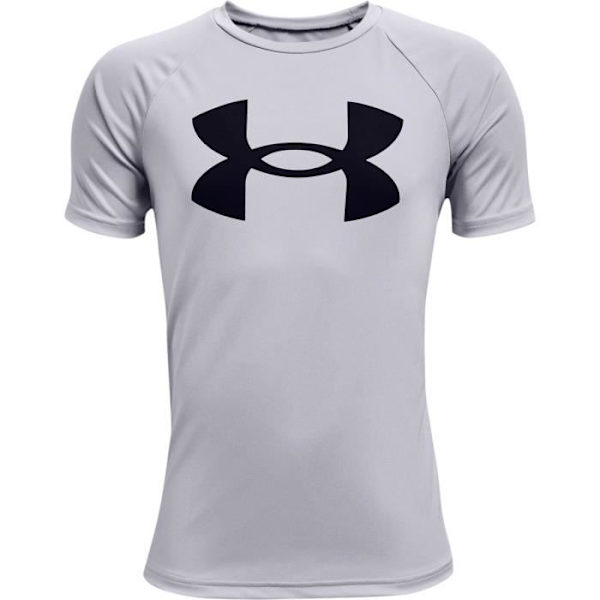 T-shirt pojke - Under Armour - Tech Big Logo - Korta ärmar - Grå mod/svart - 100% polyester mod grå/svart 14-16 år gammal