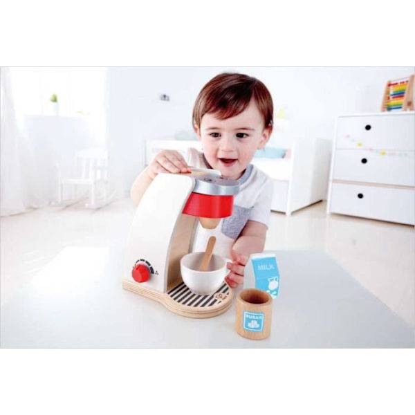 Hape White barnkaffemaskin - Imitationsspel - Trä - 5 delar - 17,5 x 10,6 x 19,6 cm Vit