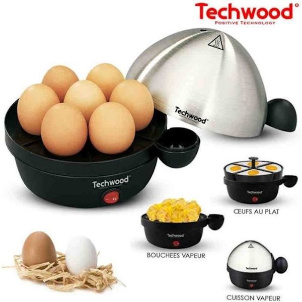 Äggkokare - TECHWOOD - Lagar 7 mjukkokta ägg - Lagar 4 stekta ägg - Rostfritt stål - 350W Rostfritt stål