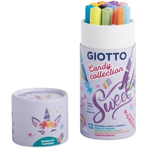 Feutrar - GIOTTO - Candy Collection - 12 feutrar TURBO Soft Brush - 1 pensel ingår - Flera färger Flerfärgad