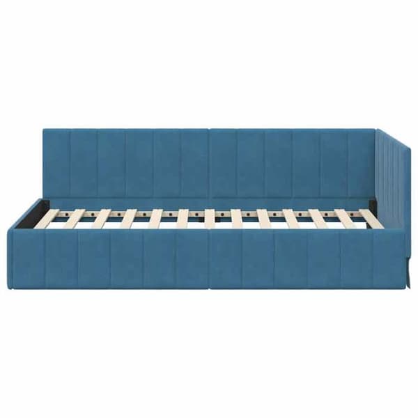 vidaXL Hörnsängram Blå 90 cm x 200 cm Sammet 42016306