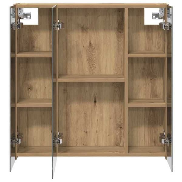 vidaXL Badrumsspegelskåp Ek hantverk 70 x 14,5 x 70 cm 889094