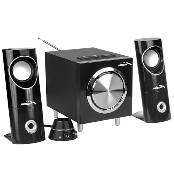 Audiocore Speaker Set 15W (RMS) Subwoofer Radio Bluetooth AUX SD USB Svart
