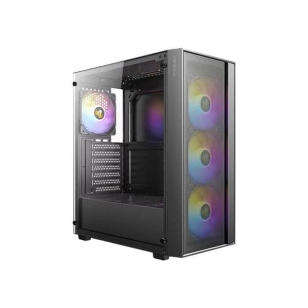 Antec AX65 Chassit Mid-Tower ATX med 4 ARGB-fläktar, Tempererat glas