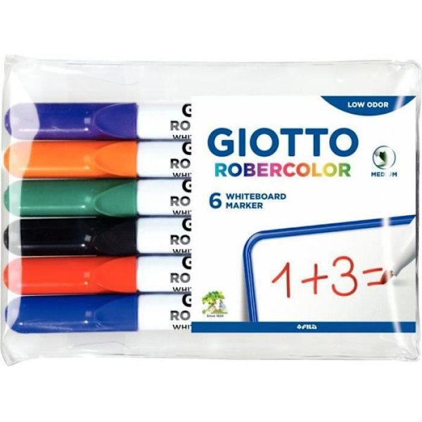 Pennuppsättning - GIOTTO - Robercolor - Medium spets - Torrt raderbar - 6 assorterade färger