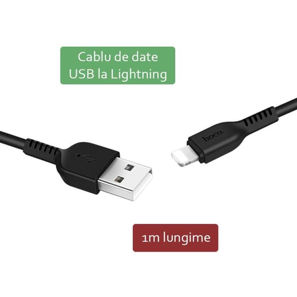 Data-kabel - HOCO - Flash (X20) - USB-A till Lightning - 10W - 2,4A - 1,0m - Svart