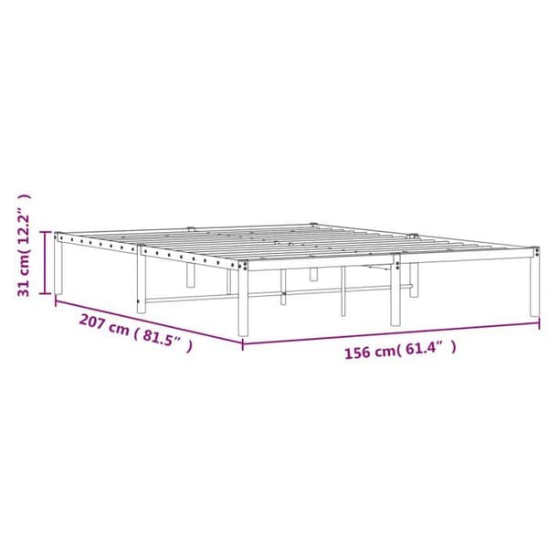 vidaXL Sängram i metall vit 150x200 cm 373675