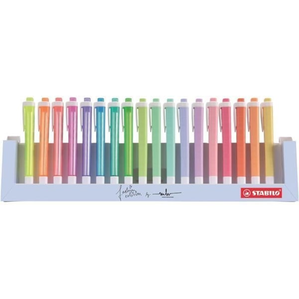Surlinjer - STABILO - Pack med 18 swing cool - Fluorescerande bläck - Sned spets - Antitorkande Färgsortiment