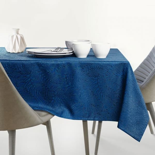 Bordduk - Gaia - Rund - Diameter 140 cm - Pressad växtindigo Indigo