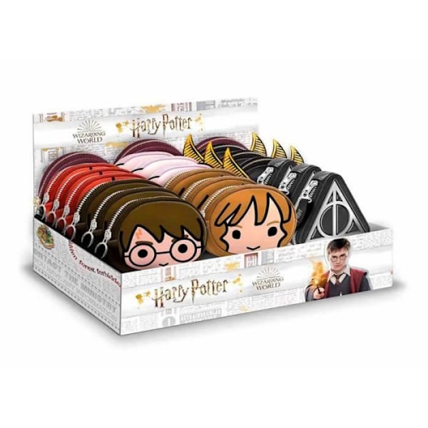 Display med 21 unika Harry Potter-väskor