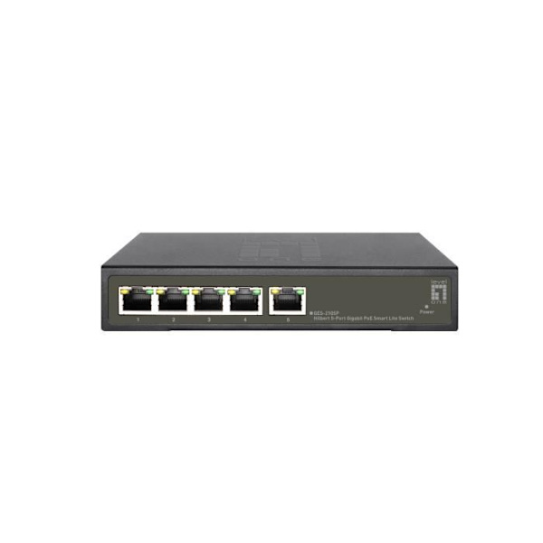 L2 Gigabit Ethernet Managed Network Switch - LEVELONE GES-2105P - 5 portar - QoS - Webbaserad hantering