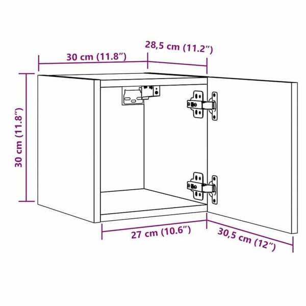 vidaXL Väggmonterad TV-möbel i hantverksmässig ek 30,5x30x30 cm 856414