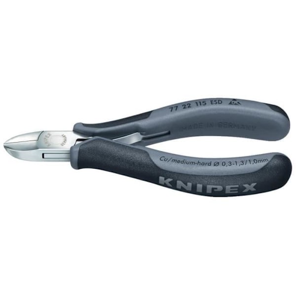Sidoskärare för elektronik Ã˜0,3 - 1,3 Knipex 77 22 115 ESD