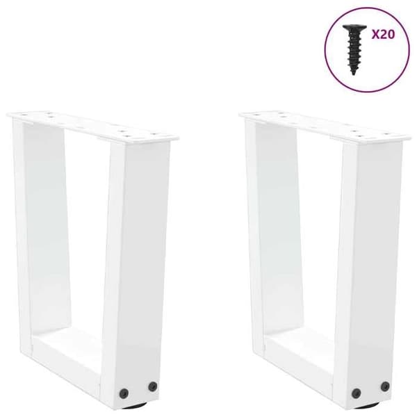 vidaXL V-formade soffbordsben, 2 stycken, vit, 40 x (30-31,3) cm, stål 4012605