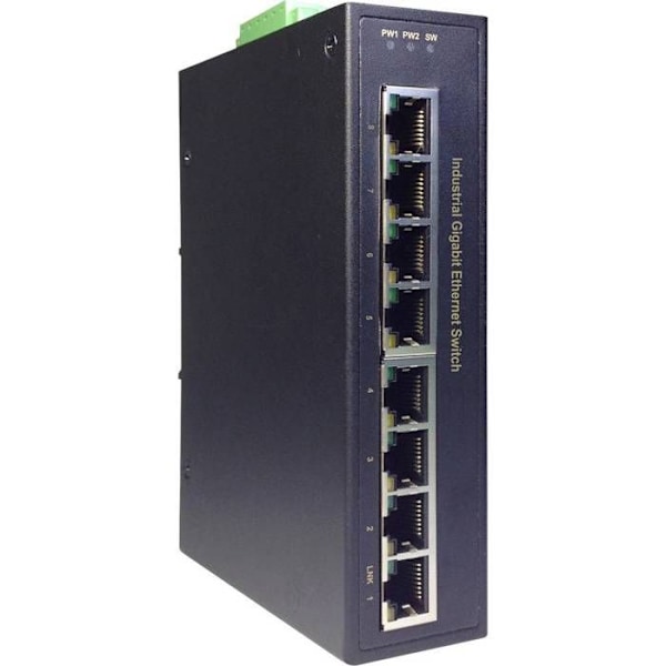 Switch Gigabit - Assmann - 8 portar - 10/100/1000BASE-TX - Svart - Industriell Svart