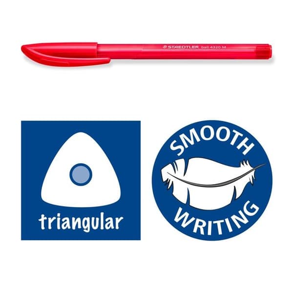 Staedtler - 4320 M-3 VE - Boll 4320F - Triangulär Bläckpenna Medium spets 1 mm Blå - 4320 M-3 - Paketering av 10