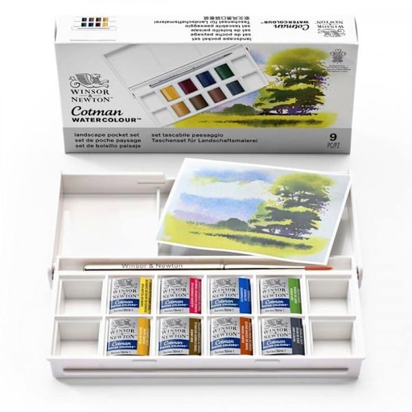 Winsor akvarellfärg - newton - 0390673 - Cotman Watercolor Pocket Set 8 Half Pans Landscape