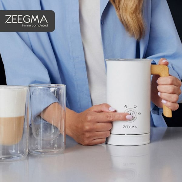 Mjölkskummare - ZEEGMA - Milkee - 4 lägen - 500 W - 240 ml - Vit/Trä Vitt trä