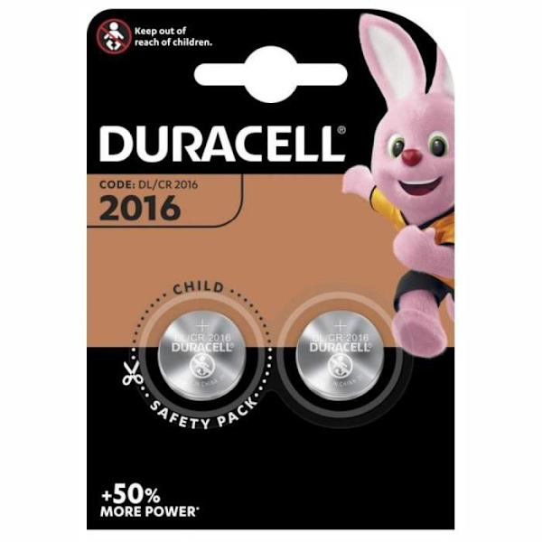 Duracell Batterier Duracell, set med 2 speciallitiumbatterier 2016 3 Volt, DL2016/CR2016