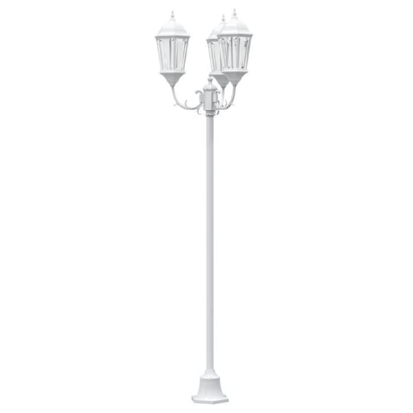 Trädgårdslampa 3 lampor E27 Vit 220 cm Aluminium