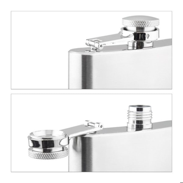 Relaxdays 7-delade kolvset i rostfritt stål med kolv 200 ml tratt och mätkopp Festival Camping, Silver silver, svart