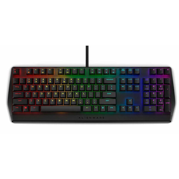 Alienware - AW410K-WW - Extra platt RGB mekaniskt speltangentbord - AW410K - US INT (QWERTY), Cherry MX Brown kontakter