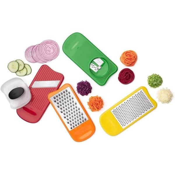 Grönsaksskärare - OXO Good Grips - Komplett set - Rivjärn, mandolin, spiralizer - Rutsystem - Rostfritt stål Flerfärgad