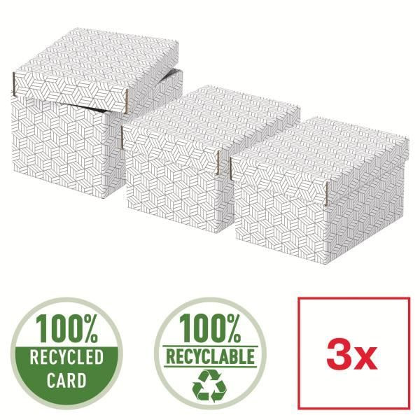 Hemförvaringslådor - ESSELTE - Format S - Vit - Kartong - x3 Vit