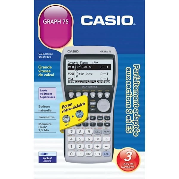 CASIO Graph 75 USB grafräknare Grå och svart